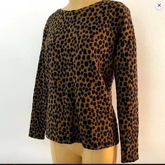 LOFT Sweaters - Loft Women’s Brown Black Animal Print Shirt Size Medium Petite